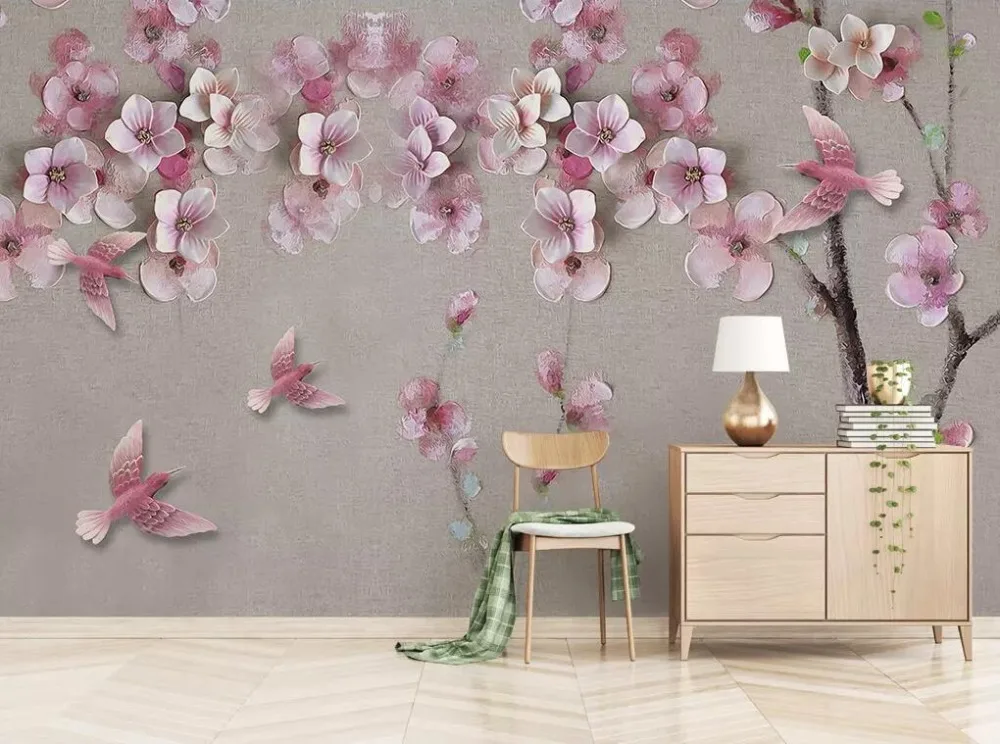 Beibehang дерево цветок фрески обои 3D ТВ фон большая настенная живопись обои для гостиной Фреска цветочные обои