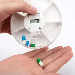 Мульти-Будильник с таймером контейнер для таблеток коробка 7 слотов круглый ежедневно еженедельно 7 дней планшеты медицина контейнер для