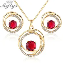 Mytys New Fashion Necklace Earrings Pink Crystal Jewelry Set Gp N941