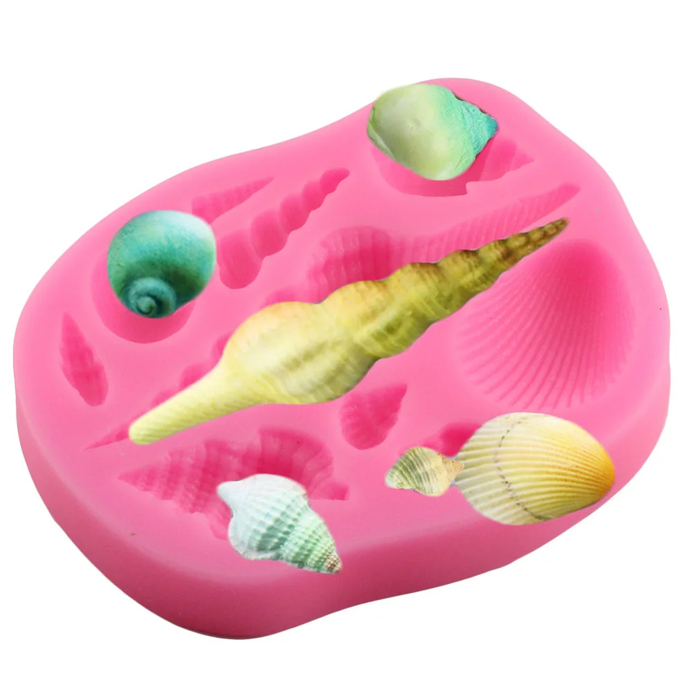 Buy 3D Sea Shell Scallop Cake Silicone Mold Conch Fondant Cake Decorating Tools