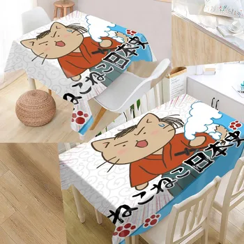 

Cat Japan History Custom Table Cloth Oxford Print Rectangular Waterproof Oilproof Table Cover Square Wedding Tablecloth