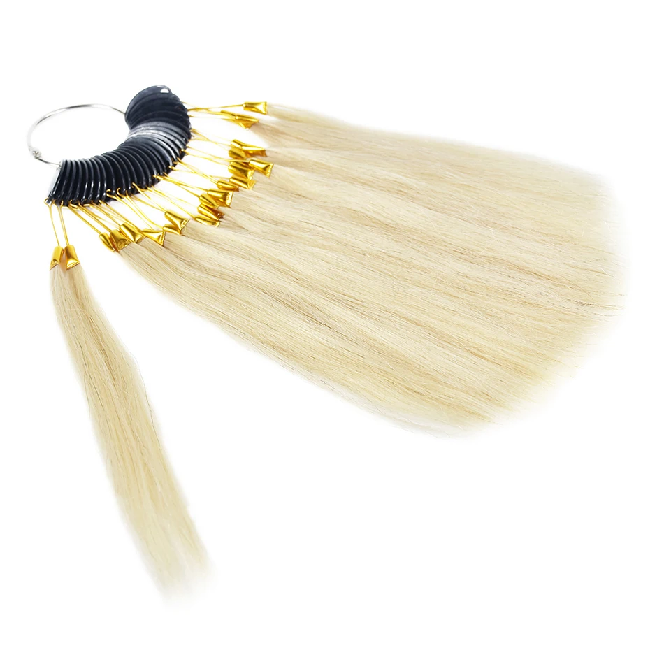 L-email wig 30pcs/set 100% Beige Human Virgin Hair Color Ring for Hair Extensions Salon Hair Dyeing Sample Can Be Dye Any Color
