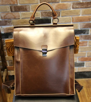 

ETN BAG hot sale men PU Leather backpack vintage bag male fashion folder tote man vintage backpack school bag