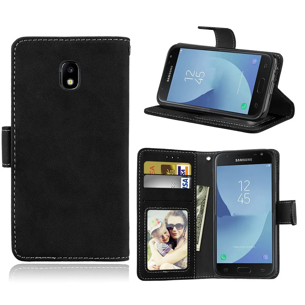 Phone Case For Samsung J3 2017 J330F phone shell Cover Retro Scrub Holster PU Flip Wallet Leather | Мобильные телефоны и
