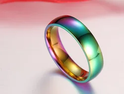 Rainbow Colorful Titanium Steel Wedding Band Ring, Unisex, 6mm Width, Gift Edition - 8 (Multicolour)