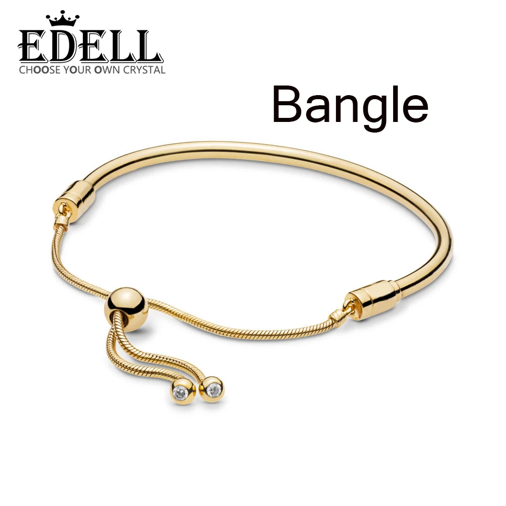 

EDELL 100% 925 Sterling Silver New 2019 Spring 567953CZ Shine Moments Sliding Bangle Adjustable Size DIY Beaded Charm Gift