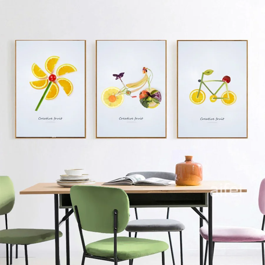 

Nordic Decoration Home Art Poster Modern Creative Fruit Canvas Painting Abstract Wall Pictures For Kitchen Fruit Shop No Frame