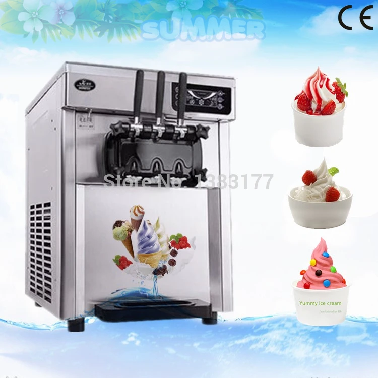 

free ship commercial desktop soft ice cream machine Stainless Steel LED sweet ice cream cone auto ice cream maker