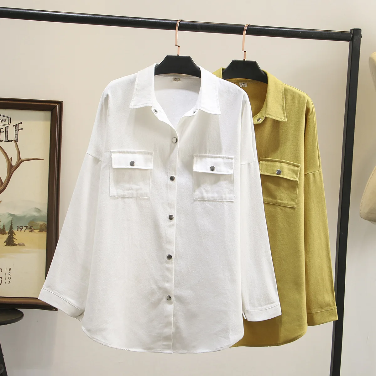 

NXH Autumn plus size OL shirt solid Color Loose Simple Shirts Large Size Women Wear New Korean Version