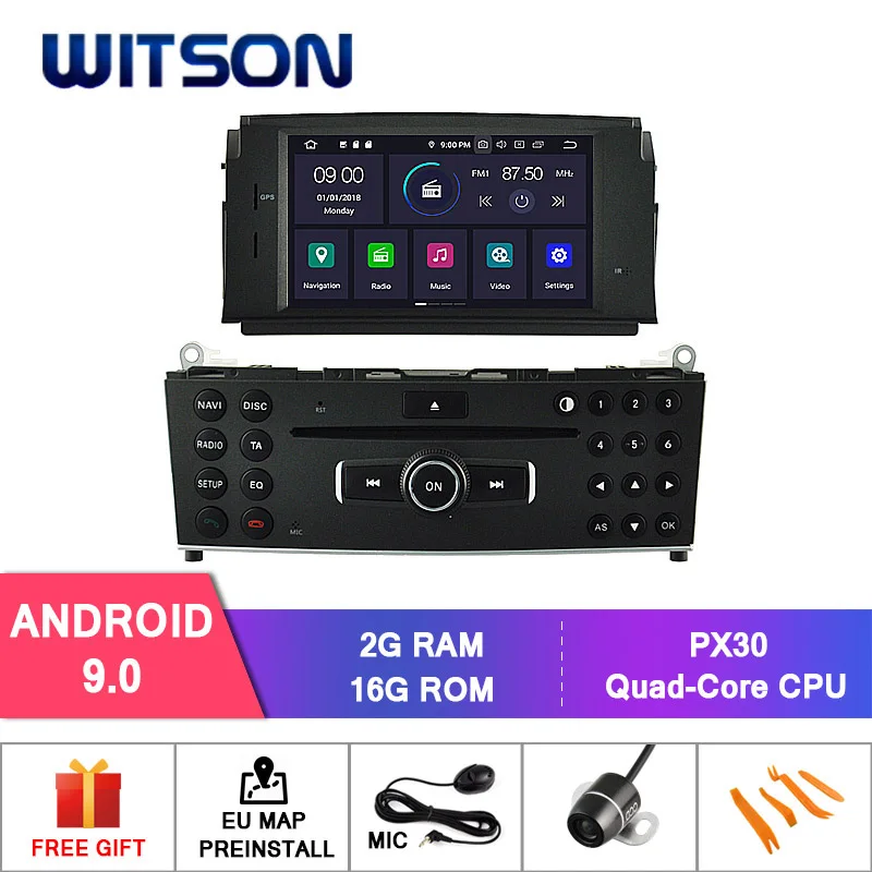

WITSON Android 9.1 car gps navigation for MERCEDES-BENZ C CLASS car stereo 2GB RAM 16GB FLASH+DAB+OBD+TPMS+DVR+Wifi/4G support