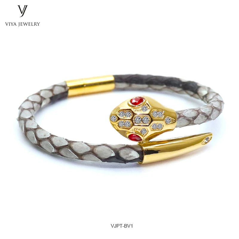 VJPT-BV1---Python leather snake bracelet ,fashion snake head Python leather bracelet,charms snake bracelet women men (41)