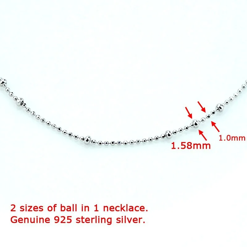 Специальные цепи Цепочки и ожерелья круглые бусины 16in 18in 40 см x 45 см Натуральная 925 пробы Серебряное ожерелье с цепочкой Цепочки и ожерелья s SCOOO2