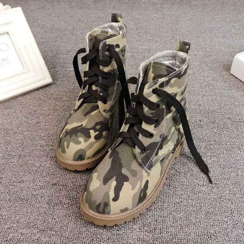 

Casual Women Hiking Shoes Rubber Sole Outdoor Lace up Sport Shoes Camouflage Shoes Sneakers Work Shoes Ankle Short Boots