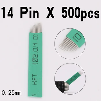 

500 PCS 14Flex Lamina Tebori Microblading 14 Pin Blade Permanent Makeup Manual Eyebrow Tattoo Needles For Embroidery Pen Machine