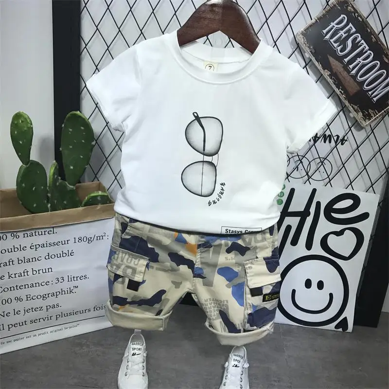 

Summer boys clothing set children T-shirt + Camouflage shorts kids 2pcs sport suits boys tracksuits kids clothing boys set