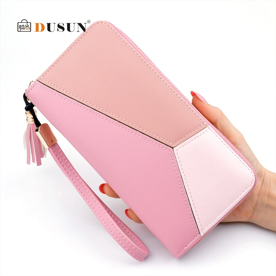 

DUSUN Women's Long Wallet 3 Fold Card Holder Patchwork Coin Pocket Female Clutch Purse Wallet Retro Ladies Zipper Wallet Bolsa