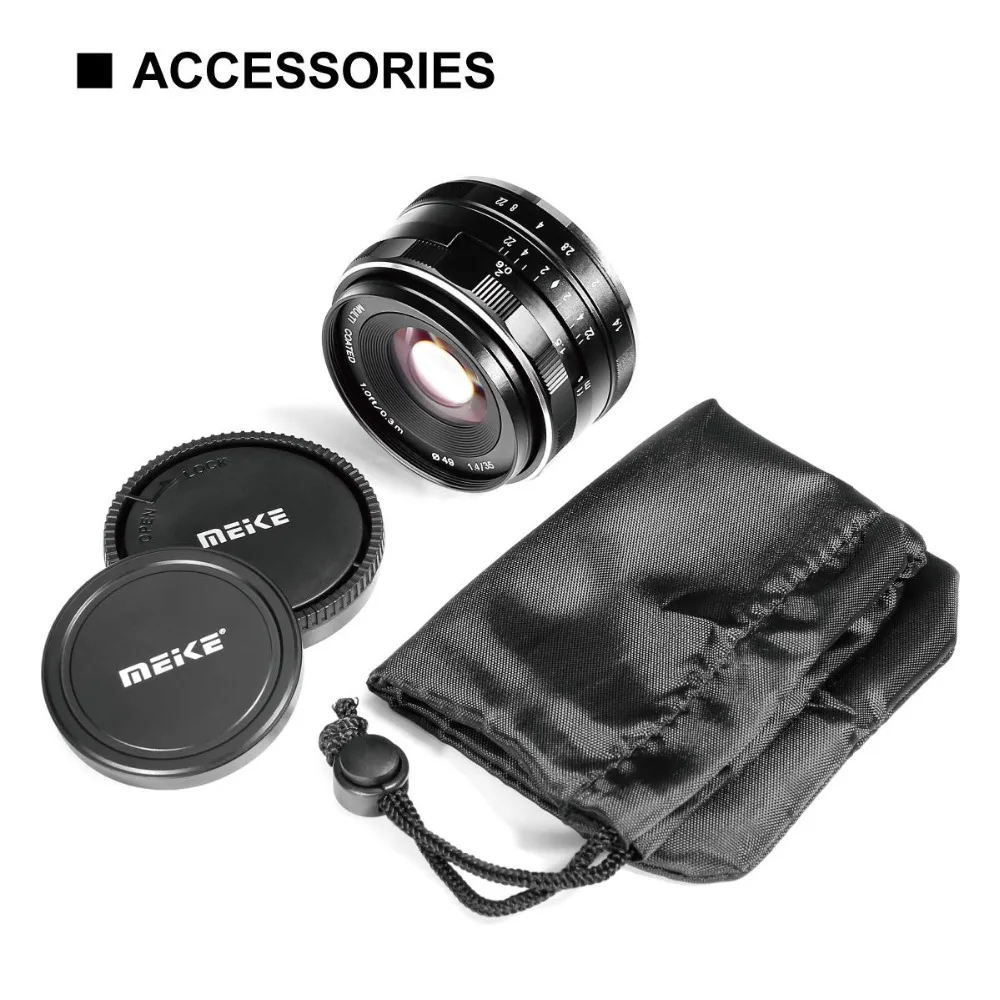 Ручная фокусировка Meike 35 мм f1.4 для Fuji X mount/для Sony E Mount/для Panasonic Olympus M4/3 Camera A7 A6300