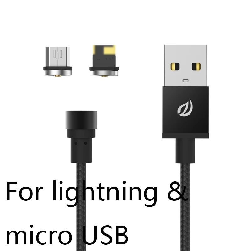 WSKEN Круглый Магнитный кабель, USB C type C Micro USB кабель магнитное зарядное устройство кабели для мобильных телефонов для iPhone 7 8 X USB кабель - Цвет: for ios micro black