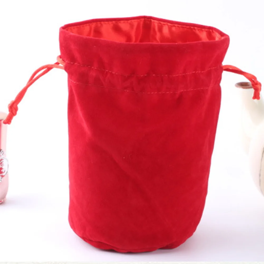 

2 Sizes Drawstring Pouch Jewelry Packing Bags Velvet Bag Three Colors Multifunction Drawstring Bag Black/Red