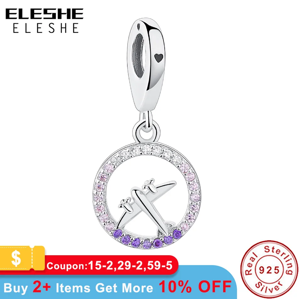 

Authentic 925 Sterling Silver Charm Bead Clear CZ Travel Airplane Charm Fit Original Pandora Bracelet Pendant DIY Jewelry Making