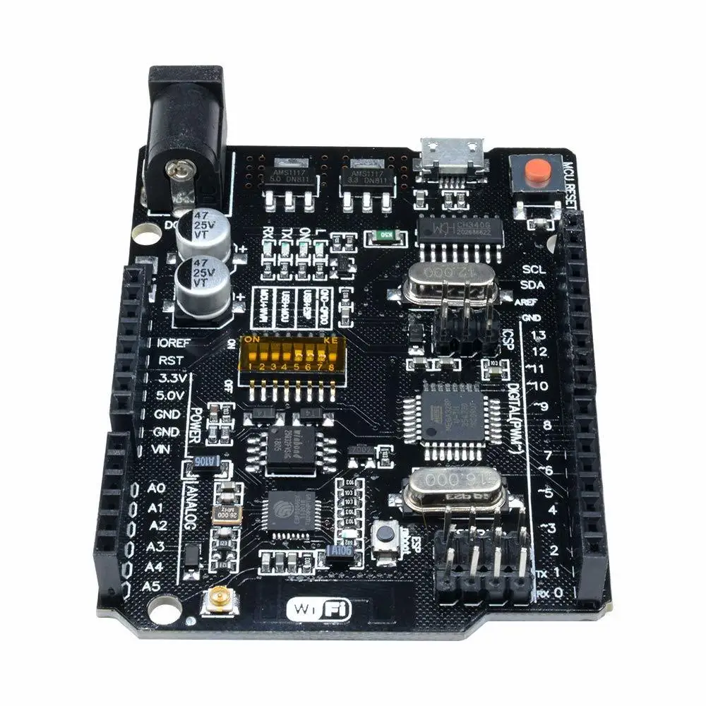 UNO + WiFi R3 ATmega328P + ESP8266 (32 Mb памяти) USB-TTL CH340G для Arduino Uno NodeMCU WeMos ESP8266 Diy kit