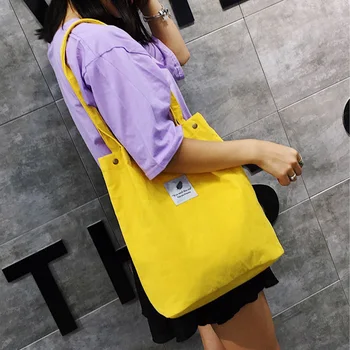 

High Capacity Women Shoulder Bag Corduroy Tote Ladies Casual Women Bag Foldable Reusable Shopping Beach Bag Female Handbag