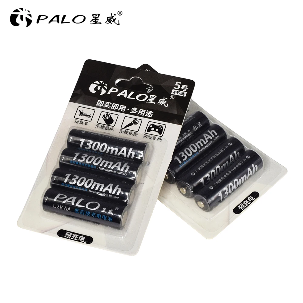 PALO AA rechargeable battery 1.2V AA1300mAh Ni-MH Pre-charged Rechargeable Battery 2A Baterias for Camera toy PALO AA rechargeable battery 1.2V AA1300mAh Ni-MH Pre-charged Rechargeable Battery 2A Baterias for Camera toy