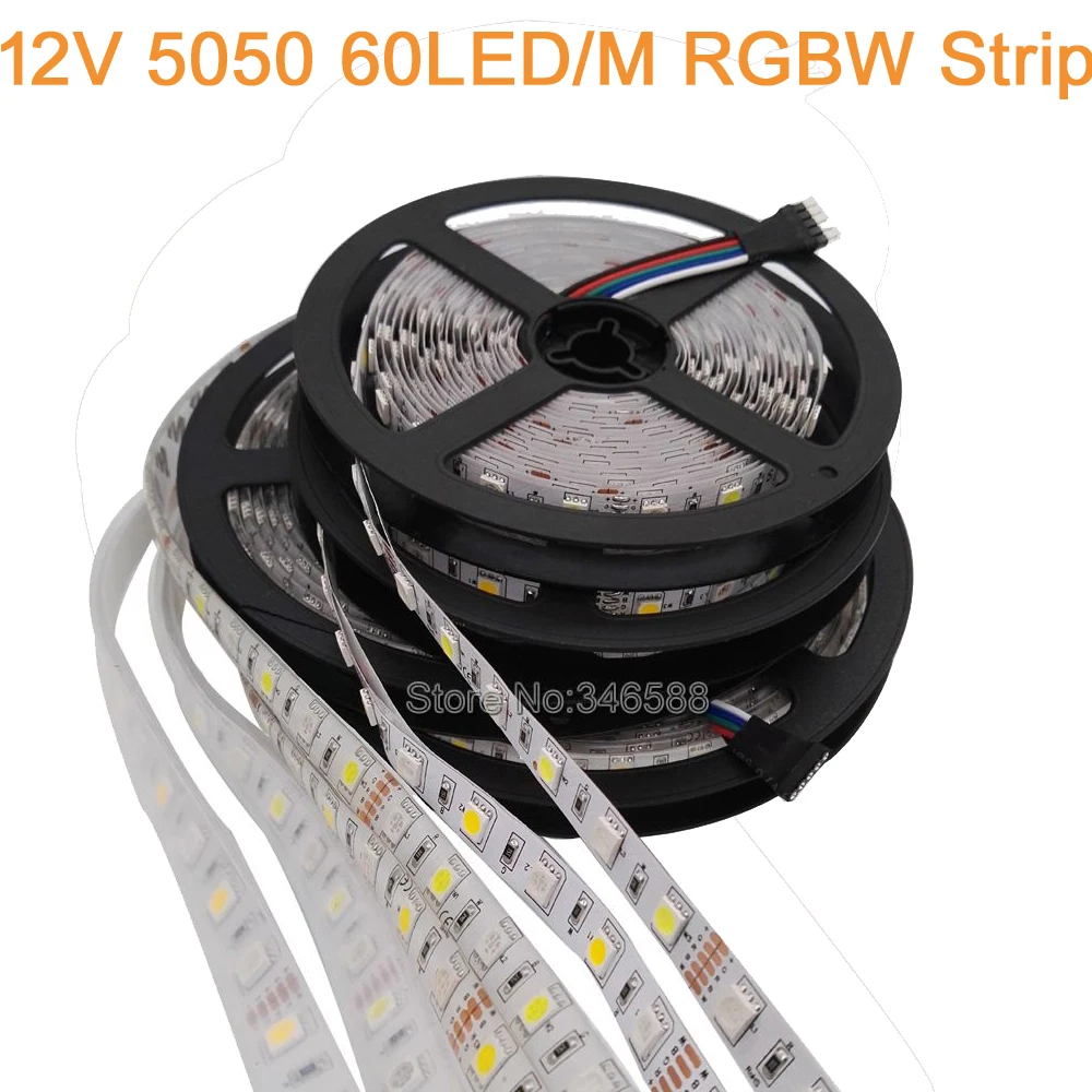 

5m/lot 5050 RGBW LED Strip IP20 / IP65 / IP67 Waterproof DC12V Flexible LED Light RGB + White / RGB + Warm White 60 LED/m
