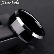 Atoztide Klassische Schwarz Bunte Ring Edelstahl Hochzeit Band Schmuck Geschenk Für Frauen und Männer 8mm Breite