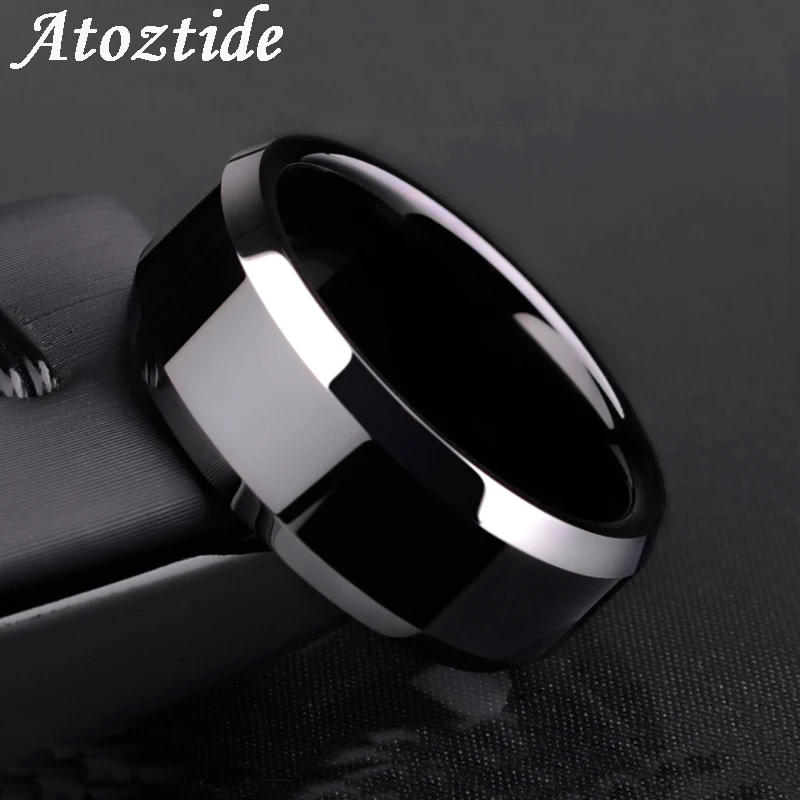 

Atoztide Classic Black Ring Stainless Steel Wedding Band Jewelry Gift For Women and Men 8mm Width