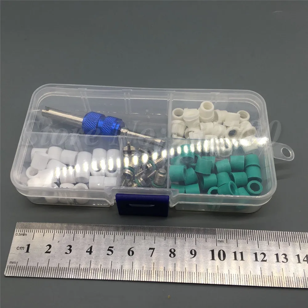 AC Tyre Valve Cores AC Remover Removal Tool Key O-Rings Seals Gasket Kit