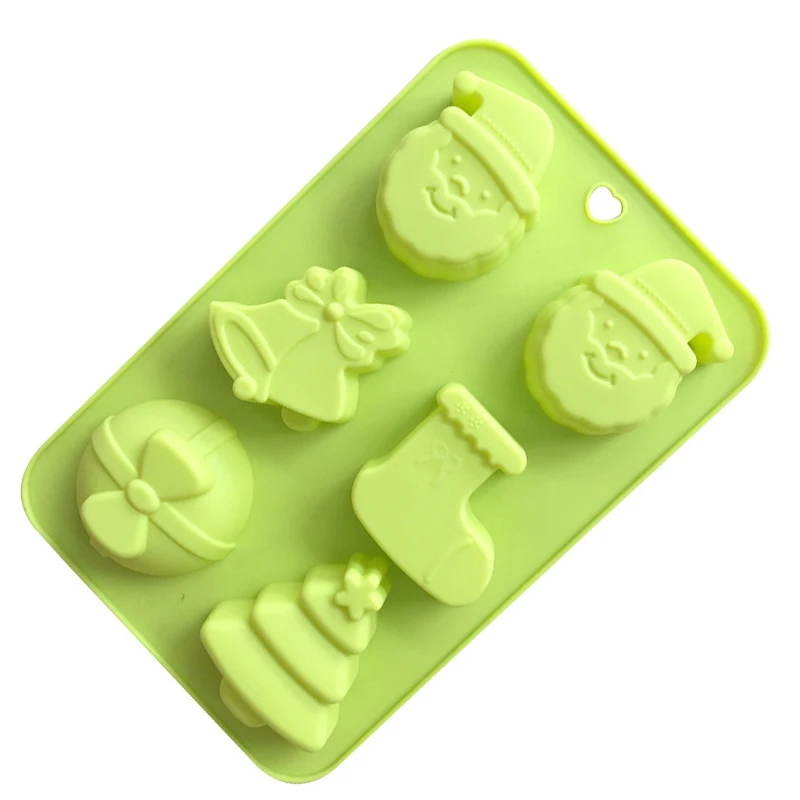 6 Cavity Christmas Santa Claus bell Chocolate Silicone Mold Cookies