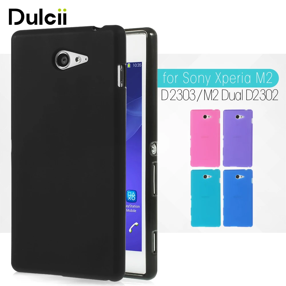 Dulcii для Sony Xperia M2 d2303 Dual D2302 случае Двусторонняя Матовый ТПУ чехол m 2 D 2303 двойной