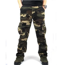 Мужские брюки карго, верхняя одежда, камуфляжные военные мешковатые армейские брюки с несколькими карманами, повседневные брюки, комбинезоны, армейские брюки, размер 44