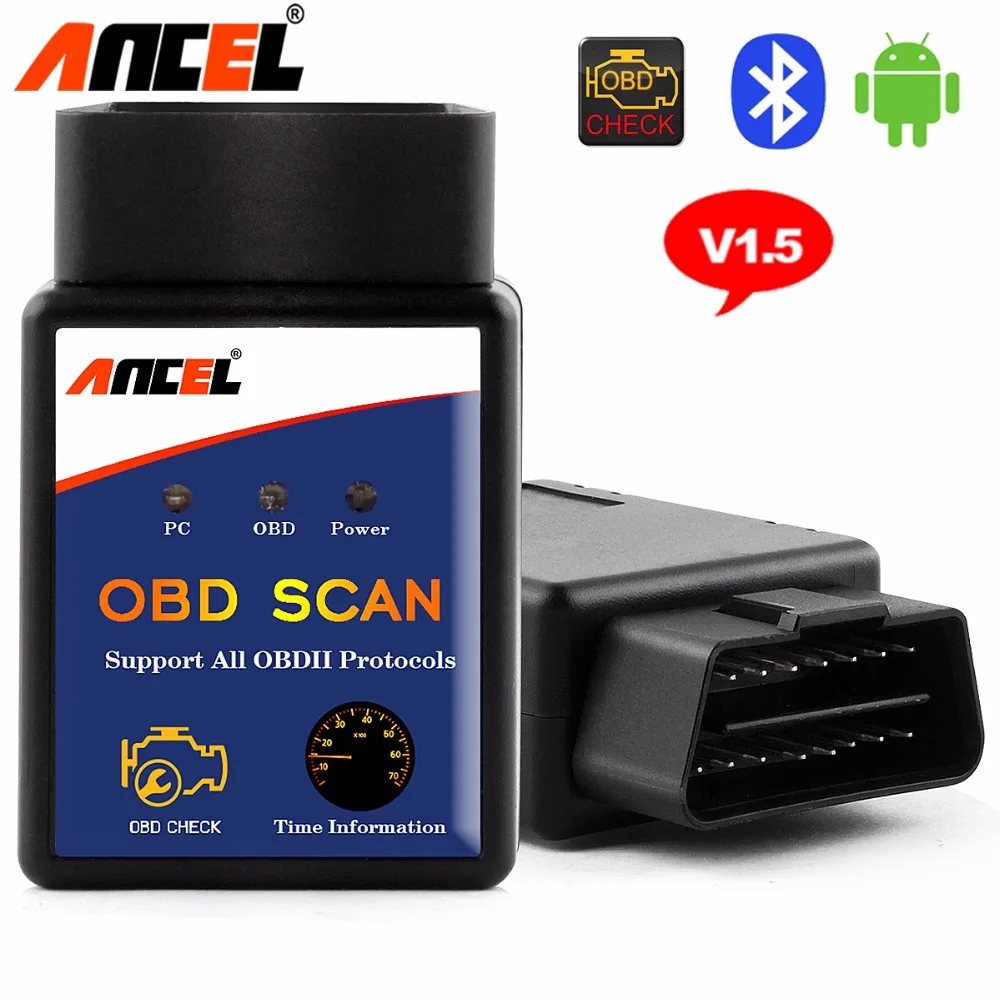 

OBD2 Ancel ELM327 V1.5 Scanner Bluetooth Work on Android OBD 2 Auto Car Engine Error Code Reader ODB2 ELM 327 OBD Scanner