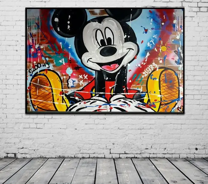 

Free shipping hand drawing graffiti pop art on canvas alec art good for bedroom decoration
