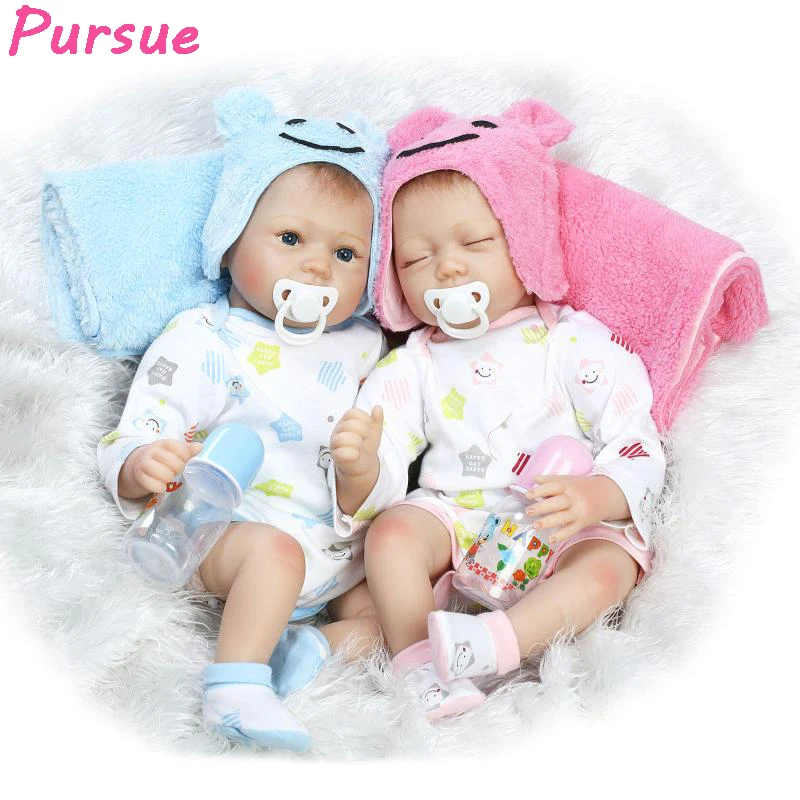 

Pursue Bebe Reborn Lifelike Reborn Baby Doll Boy Girl Toy Realistic Education Reborn Dolls for Gift Blue Pink 22"/55cm Wholesale