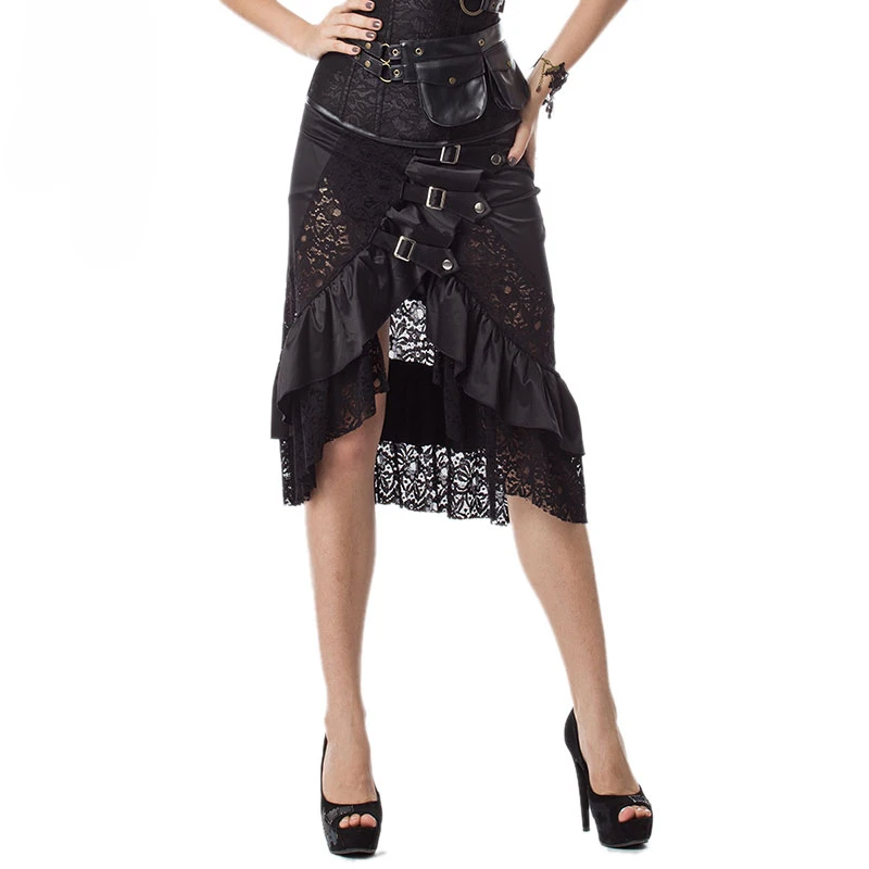 Alivila.Y Fashion Womens Gothic Steampunk Skirt Asymmetrical High Low Dress 