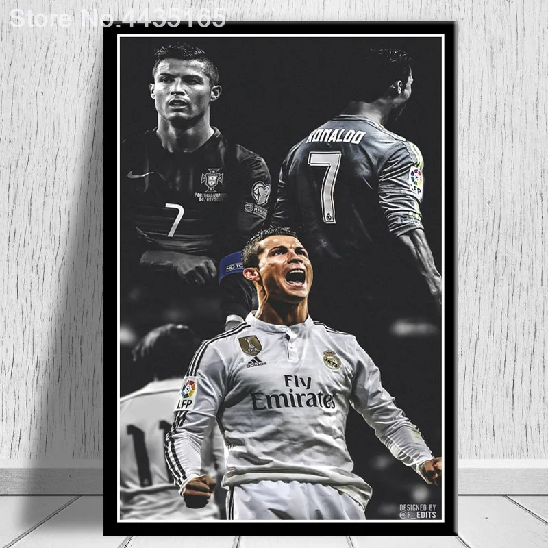 

Cristiano Ronaldo Poster Real Madrid Super Star Soccer Footballl King CR7 Posters and Prints for Living Room Home Decor