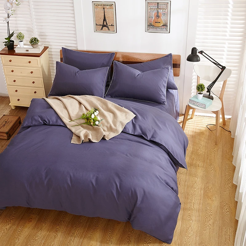 نوم الألوة النقي الخالص المدخن اللون القطن لون نقي لينة مجموعة حجم 4 Pcs غطاء لحاف المخدة أغطية سرير غطاء سرير حاف غطاء