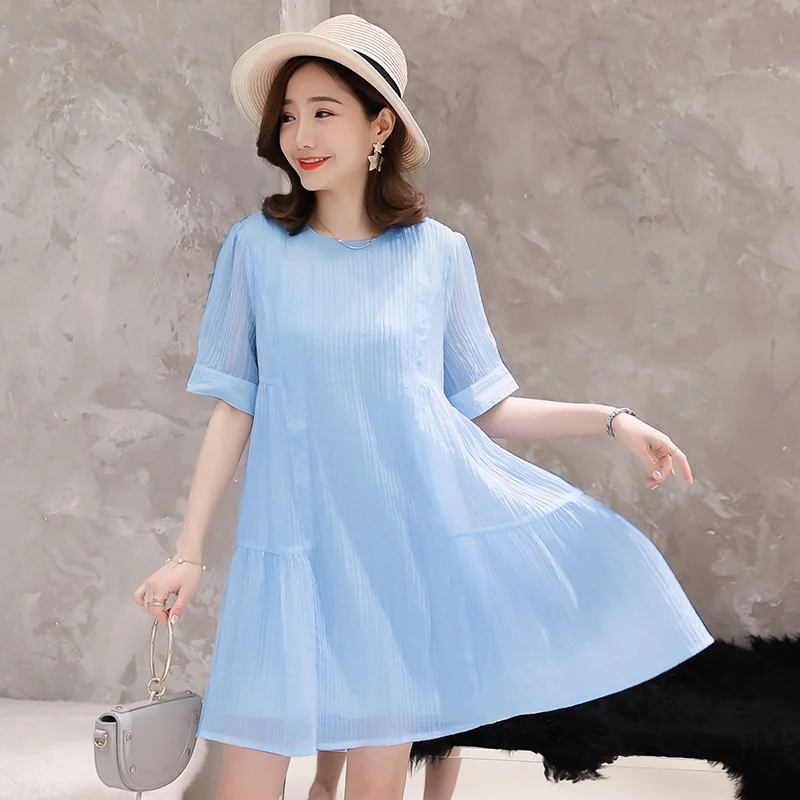 

2019 Korean version of the new maternity dress short-sleeved fashion wild pregnant skirt maternity dress