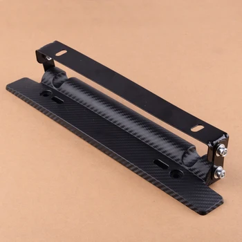 

DWCX Car Universal Adjustable Carbon Fiber Texture Front Bumper License Plate Holder Mount Bracket