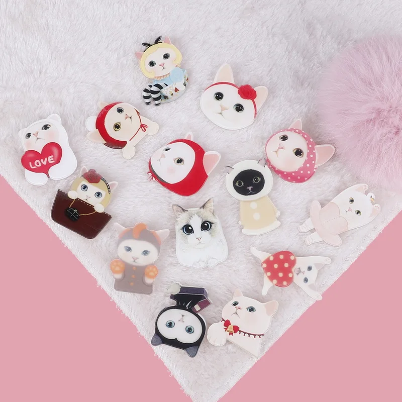 

Fashion Cartoon Cat Animal Brooch Acrylic Pin Badges Kawaii Brooches Lapel Pin for Women Hat Bags Clothes Accessories Kids Gifts