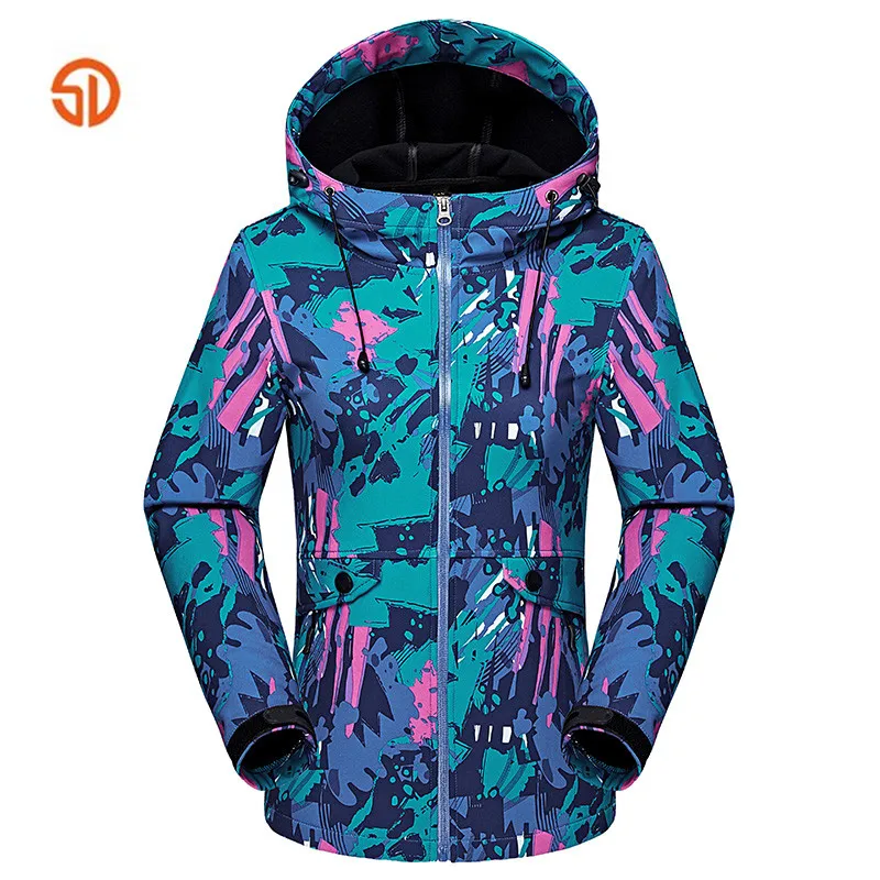 Синий SD Для женщин Демисезонный открытый Пеший Туризм Soft Shell Jacket Водонепроницаемый ветрозащитное Пальто Спортивные кемпинг походы восхождение Куртки - Цвет: Синий