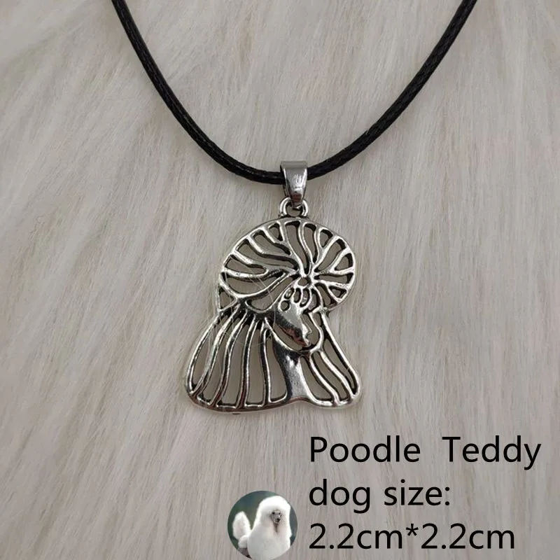 Веревочное ожерелье с подвеской в виде собаки и животного, античное серебро, Хаски, померанский пудель, ювелирное изделие для женщин, мужчин, женщин, в стиле панк, милое - Окраска металла: Poodle