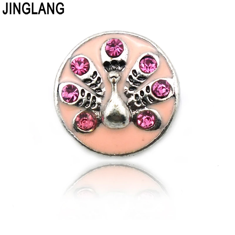 JINGLANG DIY Special Design High Quality Fashion Interchangable Pink Snap Buttons with Crystal for Bracelets Accessories | Украшения и