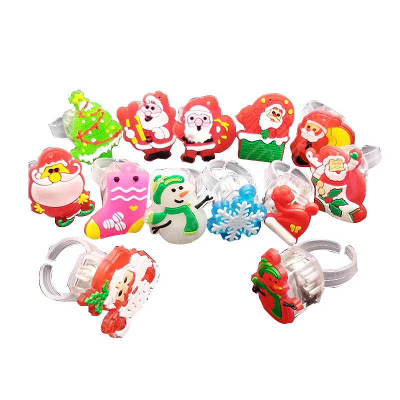 

10pcs/lot Kids Cartoon LED Flashing Light Up Glowing Finger Rings Electronic Christmas Halloween Fun Toys Gifts for Children