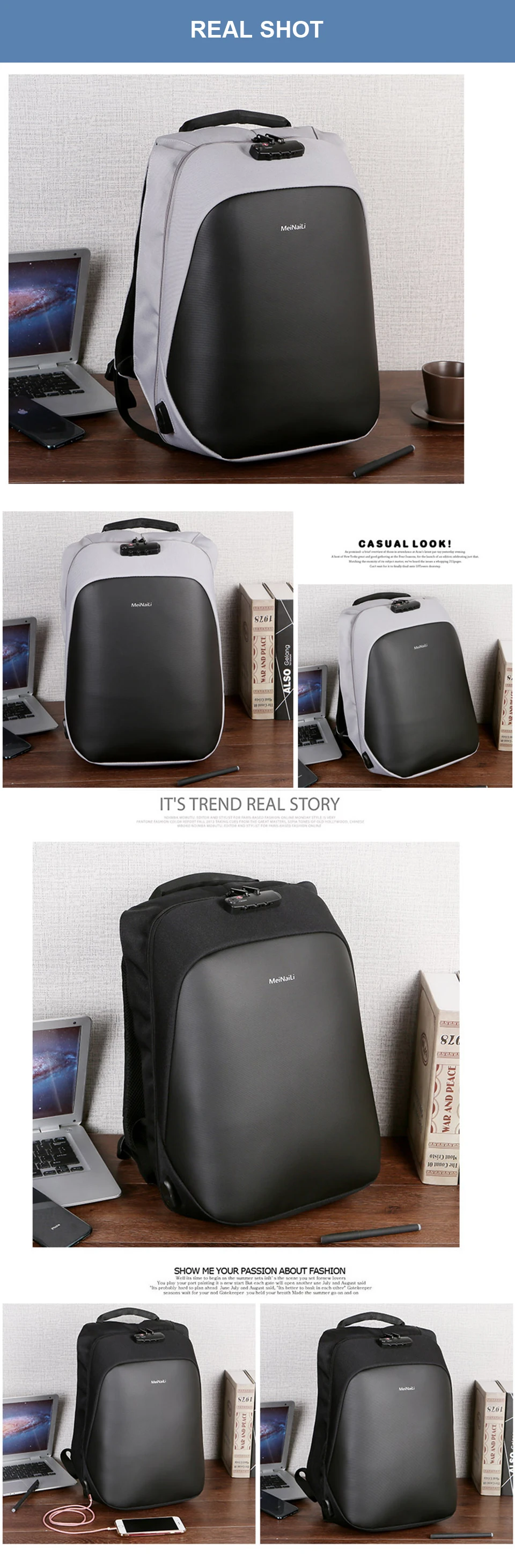 Men Backpack Anti Theft Backpacks Laptop 17 Inch 15.6 Male Back Pack Business Waterproof Bagpack USB Charging Travel Backpacking (10)