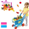 16Pcs Supermarket Shopping Cart Trolley Push Toys Simulation Fruits  Vegetables Pretent Play Groceries Toy For Girl Kids Gifts 1
