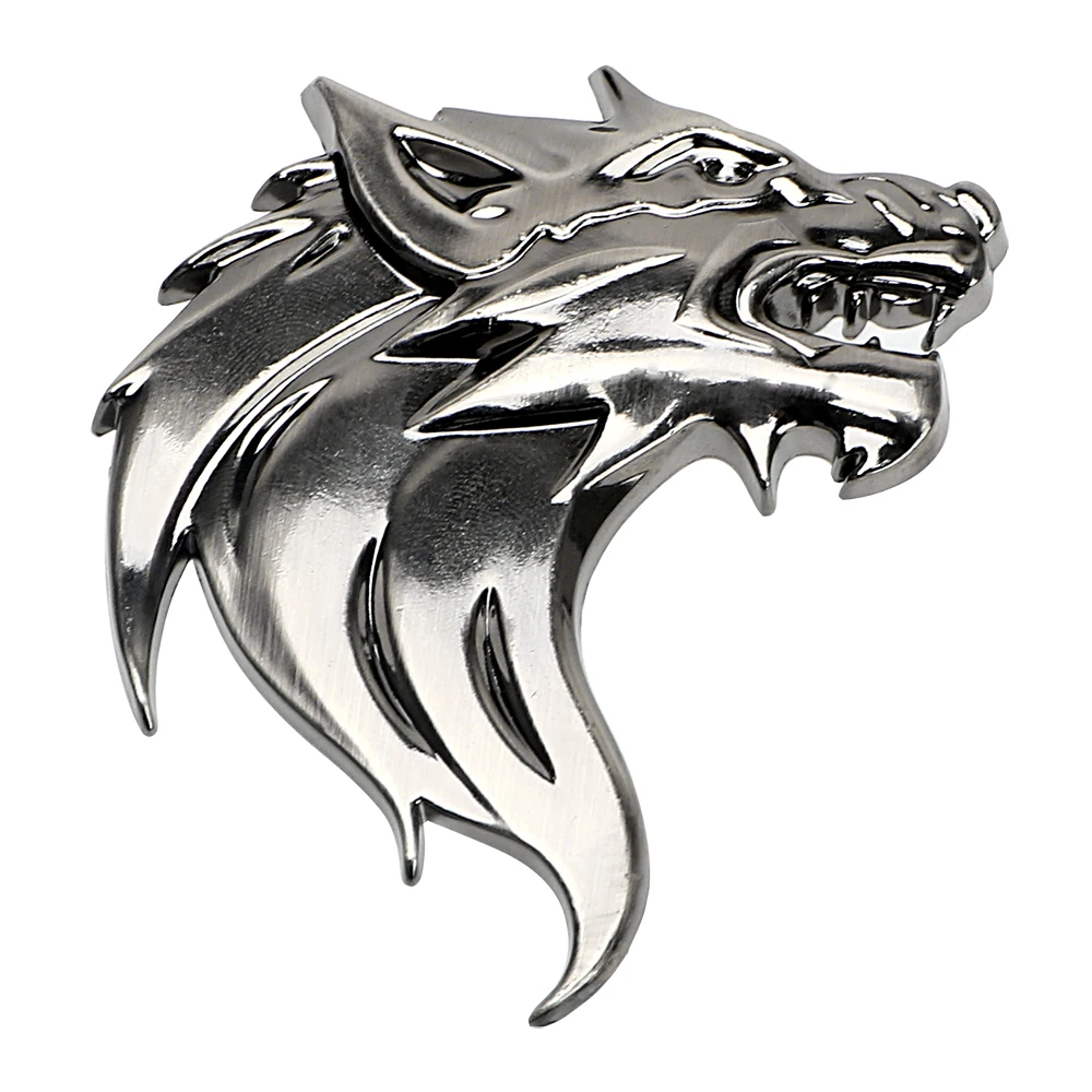 3D Metal Wolf Head Car Stickers and Decals Emblem Badge Reflective